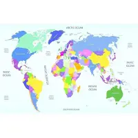 Papermoon Fototapete "Worldmap", bunt, B:2,5m L:1,8m, Vlies, Tapeten, Fototapete