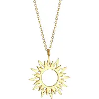 Elli Kette mit Anhänger "Halskette Sonne Sun Strahlen Astro Symbol 925 Silber" Gr. 45, gold, Halsketten, Damen, ohne Stein, Silber 925 (Sterlingsilber), Kette mit Anhänger