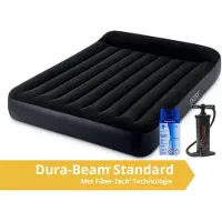 OEM Klassisches 2-Personen-Luftbett mit integrierter Pumpe und Reparaturset - 203x152x25 cm - dunkelblaues PVC