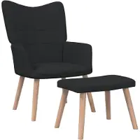 vidaXL Relaxsessel mit Hocker Schwarz Stoff