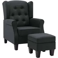 vidaXL Sessel mit Fußhocker Dunkelgrau Stoff
