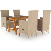 vidaXL 5-tlg. Garten-Essgruppe Beige