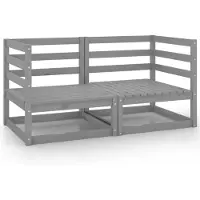 vidaXL Garten-Ecksofas 2 Stk. Grau Massivholz Kiefer