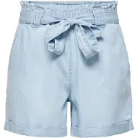 ONLY Shorts "ONLBEA SMILLA HW PB LOOSE DNM SHORTS", Damen, Gr. M (38), N-Gr, blau (light blau denim), Web, Obermaterial: 65% Baumwolle, 35% Lyocell, unifarben, regular fit, Hosen Shorts, im Denim Look