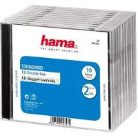 Hama CD-Hülle "CD Doppel Leerhülle, 10er Pack, Transparent, Schwarz, Schutzhülle", schwarz, CD, Hüllen, CD-Hülle
