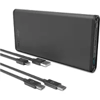 Hama Power Pack Quick Charge 3.0 Power Delivery 12000mAh (12000 mAh, 18 W), Powerbank, Schwarz