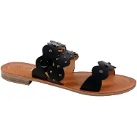 The Divine Factory Wasserabweisende offene Pantolette aus schwarzem Synthetik mit Schnalle