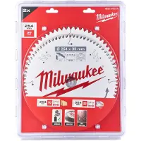 TTI Milwaukee Kreissägeblatt 254/30 mm Z60 Wechselzahn negativ u. Z80 Flachtrapezzahn Sägeblatt für Akku-Kapp- und Gehrungssägen Doppelpack