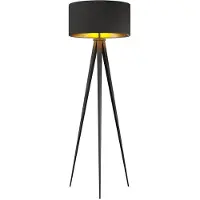 LINDBY Stehlampe Benik, Tripod, Textil, schwarz/gold, 153cm