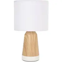 Corep Tischlampe Baltik weiß/holz hell Höhe 33 cm Metall/Baumwolle