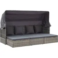vidaXL Garten-Sonneninsel mit Dach Grautöne Poly Rattan