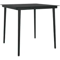 Natur24 vidaXL Garten-Esstisch Schwarz 80x80x74 cm Stahl und Glas