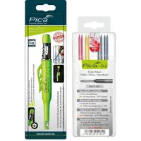 PICA Dry Longlife Automatic Pencil Tieflochmarker + 8 Ersatzminen Basis Set Graphit Rot Gelb