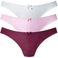 Petite fleur String , Damen, Gr. 32/34, 3 Stk., rot (weiß, rosé, brombeer), Microfaser, Obermaterial: 86% Polyamid, 14% Elasthan, körpernah, Unterhosen String, mit Spitze hinten, Topseller