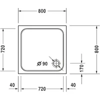Duravit Quadrat-Duschwanne D-Code 80x80x8,5cm, Antislip, weiß