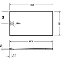 Duravit Stonetto Duschwanne, Rechteck, DuroCast UltraResist, 1600x900mm, 720218180000000, Farbe: Beton Grau