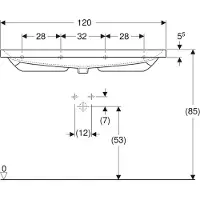 Geberit Waschtisch Acanto 120x48,2cm, o Ü, m HL R + li, we. K-Tect