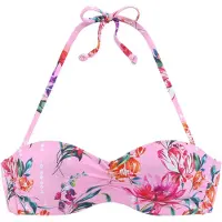Sunseeker Bügel-Bandeau-Bikini-Top "Modern", Damen, Gr. 38, Cup E, rosa (rosa, bedruckt), Polyamid, bedruckt, floral, Bikini-Oberteile Bügel-Bandeau-Bikini-Top, mit Blumenprint
