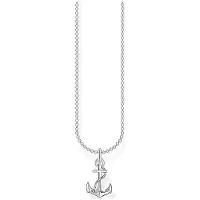 Thomas Sabo Kette mit Anhänger "Anker" Gr. 45, silber (silberfarben), Halsketten, 45, Silber 925 (Sterlingsilber), L: 45 B: 1mm, glänzend, Kette mit Anhänger, B:1mm