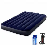 Intex Classic Dura-Beam - Luftmatratze - Zweifler - Mit Reparaturset und Handpumpe - 191x137x25 cm - PVC - Blau