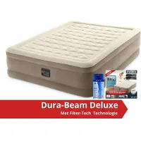 Intex Ultra Plush - Luftmatratze - Doppelt - Mit Reparaturset und eingebaute Pumpe - 203x152x46 cm - PVC - Beige