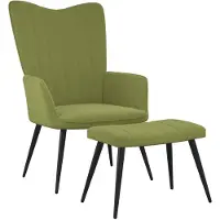vidaXL Relaxsessel mit Hocker Hellgrün Samt