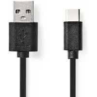 Nedis CCGP60600BK01, 0,1 m, USB-C, USB-A, USB 2.0, Männlich/Männlich, Schwarz