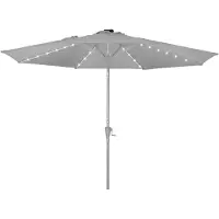 Blumfeldt Sonnenschirm für den Balkon & Garten, Sonnenschirm mit UV-Schutz, LED-Beleuchtung & Wasserdicht, Sonnenschirme Rund, Stabil & Knickbar, Sonnenschutz mit Solar, Runder Parasol Gartenschirm
