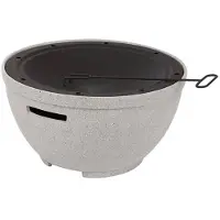Perel Moderne Feuerschale rund in Steinoptik mit Schürhaken Ø47cm Gartenfeuerstelle