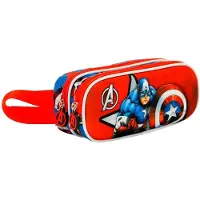 KARACTERMANIA Zwei-Fach Schule Federmäppchen Marvel Captain America Rot 22x10x8cm