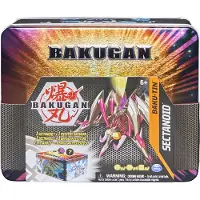 Spin Master Bakugan Baku-Tin, hochwertige Metall-Aufbewahrungsbox mit exklusivem Darkus Sectanoid und einem weiteren Überraschungs-Ball, Wurfkreisel, 6 Jahr(e)