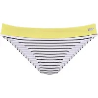 Venice beach Bikini-Hose "Camie", Damen, Gr. 36, N-Gr, grün (schwarz, weiß, limette), Recycling-Polyamid, gestreift, kontrastfarbene Details, Badehosen Bikini-Hose, mit Umschlagbund