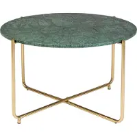 White Label Timpa Couchtisch Rund 70 cm Marmor Grün/ Gold