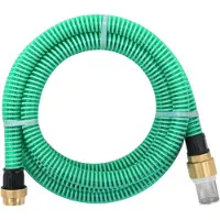 vidaXL Saugschlauch mit Messing-Anschlüssen Grün 1,1" 7 m PVC - Gartenschläuche