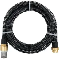 vidaXL Saugschlauch mit Messing-Anschlüssen Schwarz 1,1" 7 m PVC - Gartenschläuche