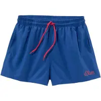 s.Oliver Badeshorts , Herren, Gr. M (50), N-Gr, blau, Microfaser, Microfaser, Polyester, kontrastfarbene Details, unifarben, Badehosen Badeshorts, mit komplementärem Farbdesign, Topseller