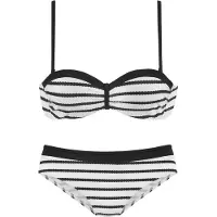 LASCANA Bügel-Bandeau-Bikini , Damen, Gr. 38, Cup A, schwarz-weiß (schwarz, weiß), Polyamid, gestreift, kontrastfarbene Details, Bikini-Sets Bügel-Bandeau-Bikini, mit Trägervarianten