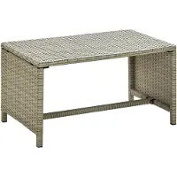 Möbelando Couchtisch "Pfaffroda" aus PE-Rattan in Beige. Abmessungen (L/B/H) 70x40x38 cm