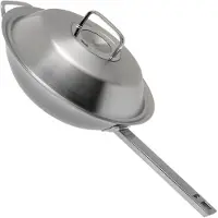 Fissler Original-Profi Collection / Edelstahl-Wokpfanne (Ø 30 cm, 4,1 Liter) Stiel-Wok mit Metall-Deckel, unbeschichtet - Induktion