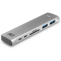 ACT AC7025 USB-C-Thunderbolt 3-zu-HDMI-Multiport-Adapter, 4K, USB-Hub, Kartenleser und PD-Durchschleifen