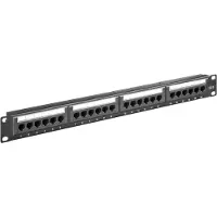 Goobay CAT 6 19-Zoll (48,3 cm) Patch Panel, 24 Port, (1 HE) - UTP ungeschirmt, schwarz
