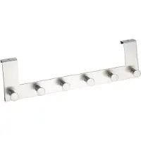 Wenko Türhaken "Modell Celano", silber (silberfarben), B:5cm H:11cm L:39cm, Edelstahl, Haken, Türhaken, Türgarderobe, Hakenleiste mit 6 Haken
