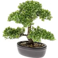 Botanic-Haus Kunstbonsai "Ficus Bonsai", grün, B:32cm H:32cm T:32cm Ø:32cm, Kunststoff, Kunstpflanzen, Kunstbonsai