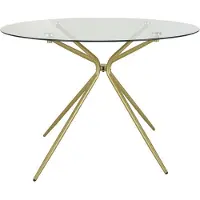 Otto Home Esstisch "Silvi, TOPSELLER", gold (glas, messing, messing, glas), B:110cm H:74cm T:110cm, Tische, Esstisch, rund, Ø 110 cm, Metallgestell in messingfarben
