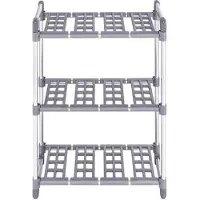 HEINE Standregal , silber (aluminiumfarben, silber), B:48cm H:65cm T:28cm, Aluminium, Regale, Standregal, Aluminium/Kunststoff, mit 3 höhenverstellbaren Böden