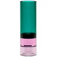 Hubsch Teelichthalter Astro, grün/rosa, Kristallglas, 15 cm