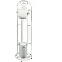 Ambiente Haus Toilettenpapierhalter "Antik", weiß, B:21cm H:81cm, Eisen, Keramik, Toilettenpapierhalter, Toilettenpapierhalter, antikweiß