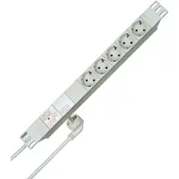 Kopp 930504014 PROFIversal 5-fach, Steckdosenleiste in Schutzkontakt-Ausführung, mit Geräteschutzfilter, 19”, 2m Zuleitung, Farbe: aluminium
