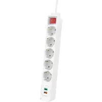 Hama 00133758, Drinnen, Weiß, 5 AC-Ausgänge, 18 W, Kurzschluß, 1 Stück(e)