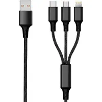 2GO 797153, 1,5 m, USB B, USB C/Micro-USB B/Lightning, Schwarz